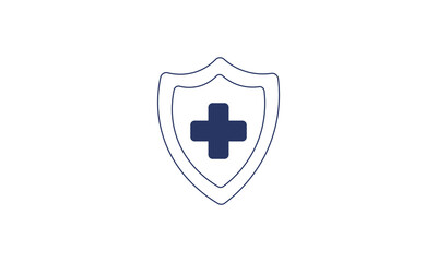 Obraz premium Shield with a medical plus sign. Vaccination concept. Immunization campaign. Vaccine shot. Health care and protection. Vaccine icons. Medical treatment.