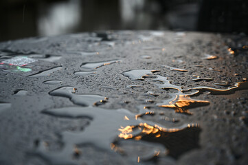 Close up water drops on metal surface can be used for web design