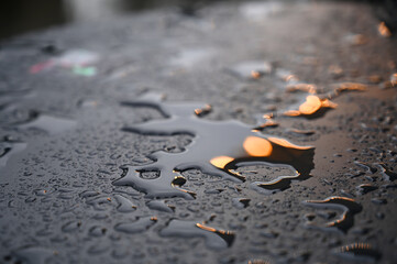 Close up water drops on metal surface can be used for web design