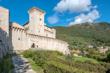 Fototapeta na wymiar Rocca Flea is a fortified palace and museum in Gualdo Tadino, Umbria, central Italy, October 10, 2020
