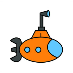 Military submarine icon. Simple illustration of military submarine vector icon for web design. color editable. eps 10