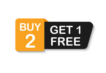 Buy 2 get 1 free. Promotion special offer banner. Big sale - banner for marketing. Vector illustration.
