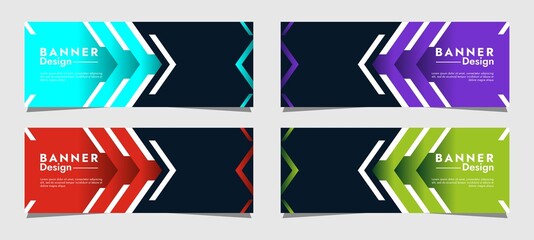 Set of web templates banner design with colorful simple geometric shapes