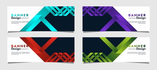 Set of web templates banner design with colorful simple geometric shapes