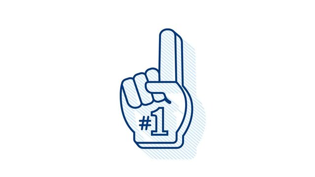 Fan logo hand with finger up. Hand up with number 1. Motion graphics.