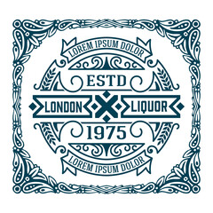 Whiskey label with old frames