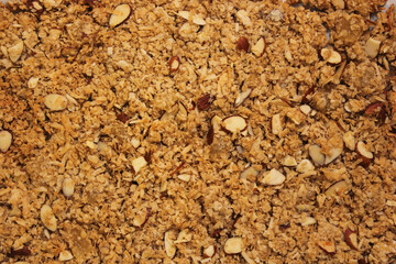 Closeup Background Image of Organic Granola With Almonds and Coconut