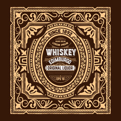 Whiskey label with old frames