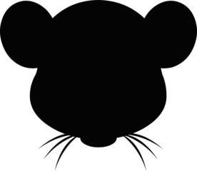 Vector illustration of the black silhouette of the head of an animal mouse