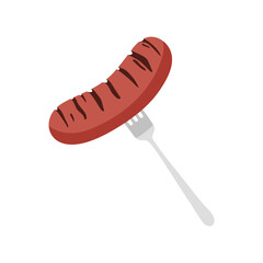 Flat design cartoon sausage illustration. Oktoberfest element