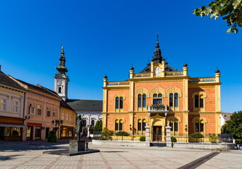 Fototapeta na wymiar Neo-classical architecture of Vladicin Court Palace of Bishop in Novi Sad, Serbia
