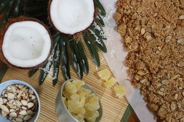 Organic Coconut and Granola With Dried Pineapple and Almonds