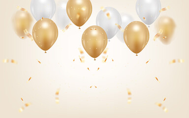 happy birthday background with realistic balloon.