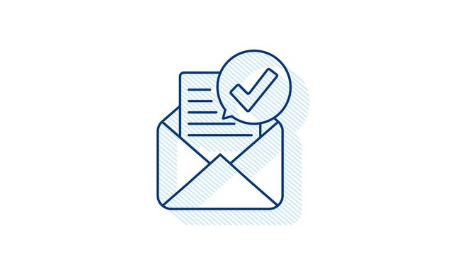 Office icon. Web icon set. Office envelope with check mark, great design for any purposes. Motion graphics.