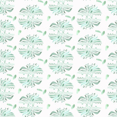 Fototapeta na wymiar Seamless abstract pattern with watercolor green elements. Texture for wallpaper, fabric, wrapping paper.