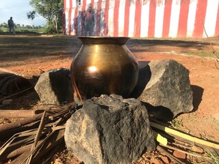 copper pot with pongal making festival at tamilnadu