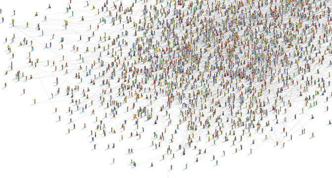 Top view of many different connected people - 3d illustration