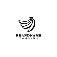 banana fruits logo icon cartoon design template black graphic illustration