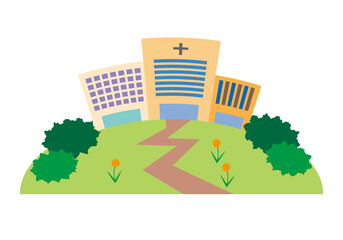 病院のイラスト1（丘）