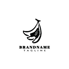 banana fruits logo icon cartoon flat template black vector illustration