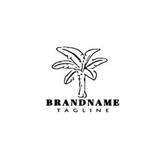 banana tree logo icon cartoon design template black vector