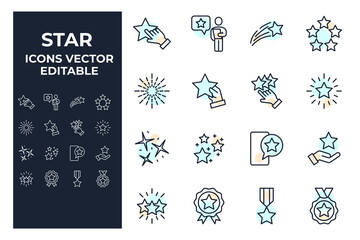 set of Star elements symbol template for graphic and web design collection logo vector illustration