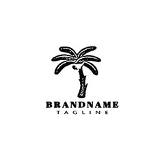 banana tree logo icon cartoon design template black concept illustration
