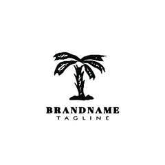 Obraz premium flat banana tree logo icon cartoon design template black vector illustration