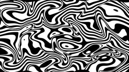  Vector graphic of Black and White abstract wavy background. Caustics distortion line art. Optical illusion motion striped 3d effect. Good for invitation cards, business brochures, textiles etc.