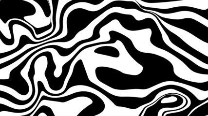 Vector graphic of Black and White abstract wavy background. Caustics distortion line art. Optical illusion motion striped 3d effect. Good for invitation cards, business brochures, textiles etc.