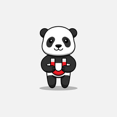 Cute panda carrying a magnet