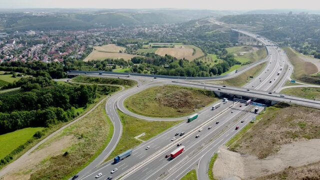 Drohnenaufnahme, Autobahnausfahrt Heidingsfeld, A3