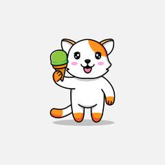 Cute cat carrying ice cream
