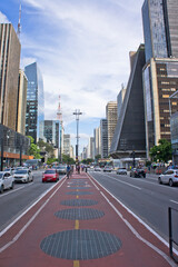 Fototapeta na wymiar Sao Paulo, Paulista Avenue, Modern city street view, Brazil, South America