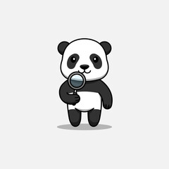 Obraz na płótnie Canvas Cute panda holding a magnifying glass