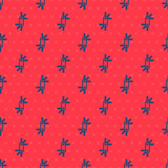 Blue line Tool allen keys icon isolated seamless pattern on red background. Vector