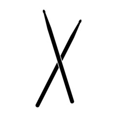 Drum sticks icon. Drummer musical percussion instrument black symbol. Vector illustration isolated on white background.