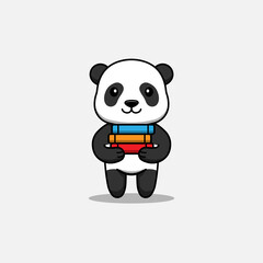 Cute panda carrying some books © Arunika