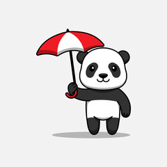 Cute panda carrying an umbrella