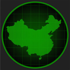 Template vector map outline China on radar