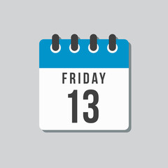 Vector icon day page calendar, date Friday 13