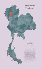 Vector map country Thailand and region Lamphun