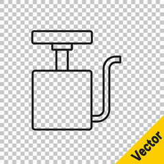 Black line Handle detonator for dynamite icon isolated on transparent background. Vector