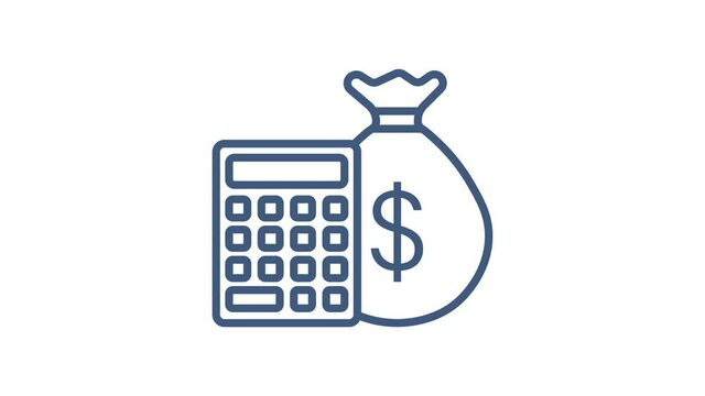Money, finance and payments. Set outline web icon. Motion graphics.