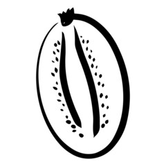 Vector isolated lineart style half part kiwi