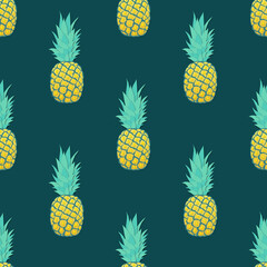 Seamless pattern with pineapples Trendy summer design
