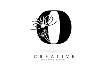O letter logo design with elegant and abstract flowers vector illustration.