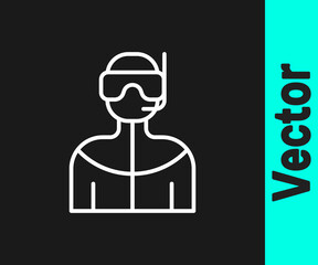 White line Wetsuit for scuba diving icon isolated on black background. Diving underwater equipment. Vector