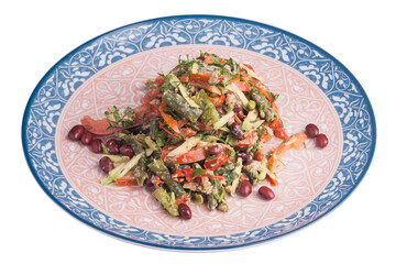 Vegetable salad dish with beans