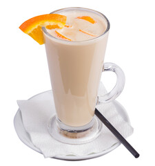 Coffee with orange and straw